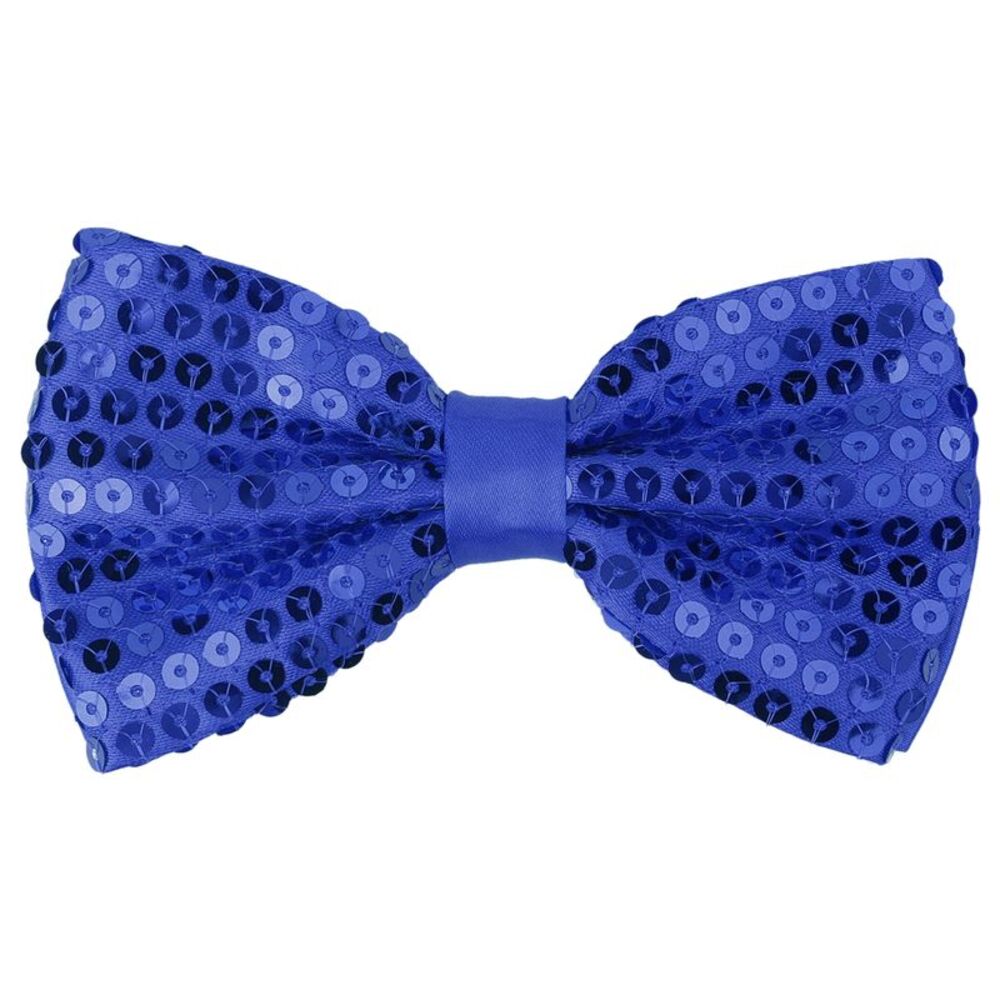 Sequin Shiny Bowtie Sparkling Adjustable Neck Solid Color Bow Ties Blue